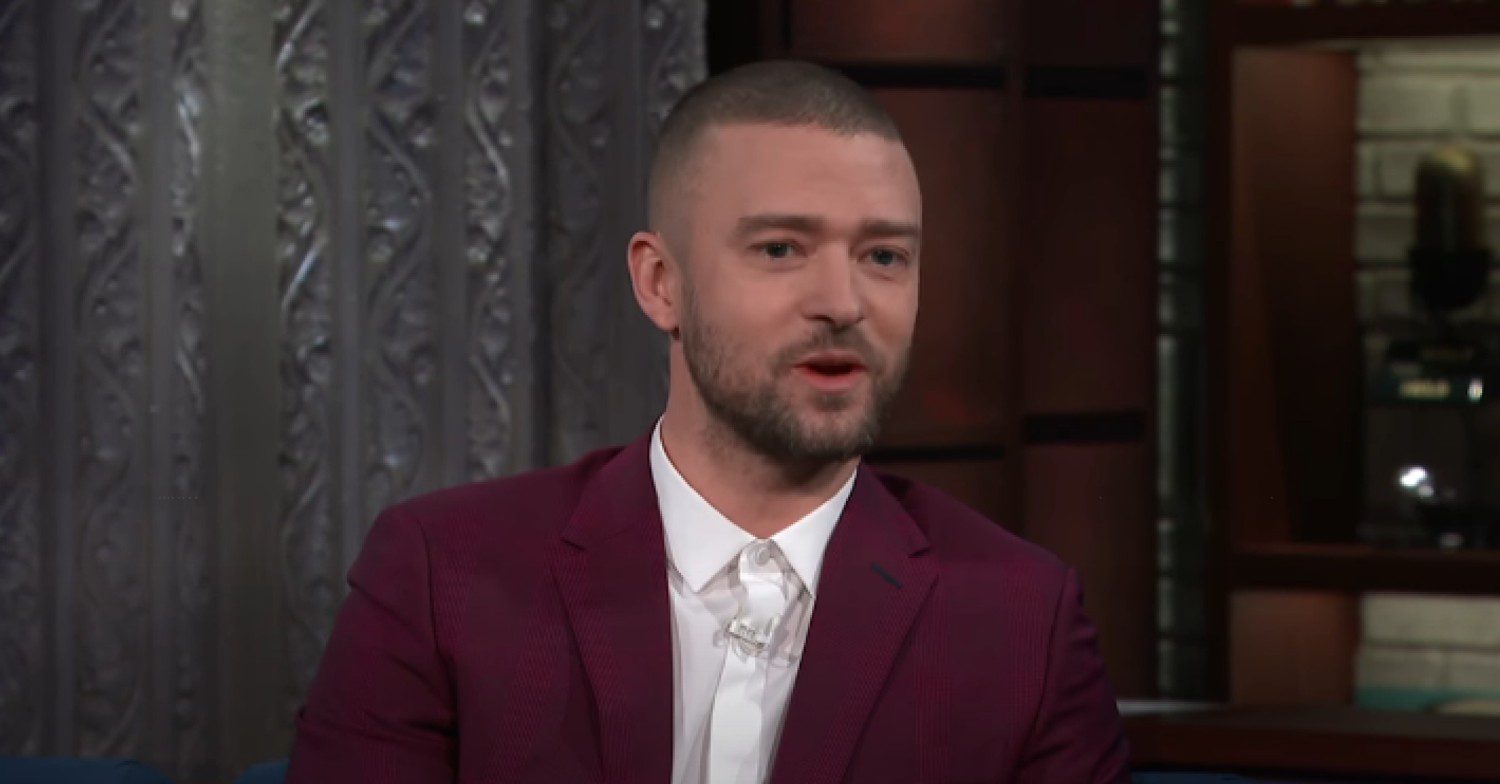 Justin Timberlake in an interview with Stephen Colbert (Credit: Late Night with Stephen Colbert/YouTube)