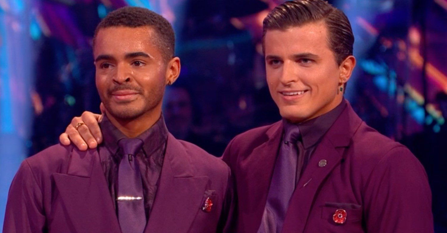 Layton Williams and Nikita Kuzmin wear purple suits on Strictly Come Dancing