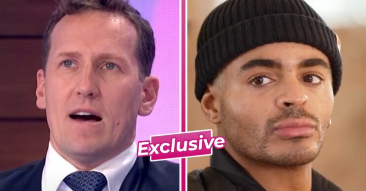 Brendan Cole looks upwards, Layton Williams looks serious