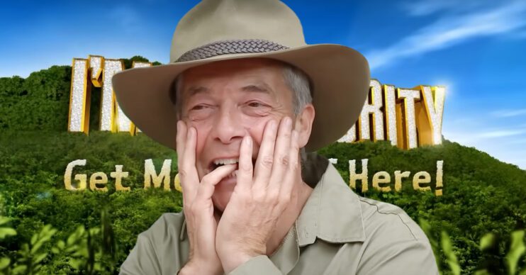 Nigel Farage looking worries on I'm A Celebrity