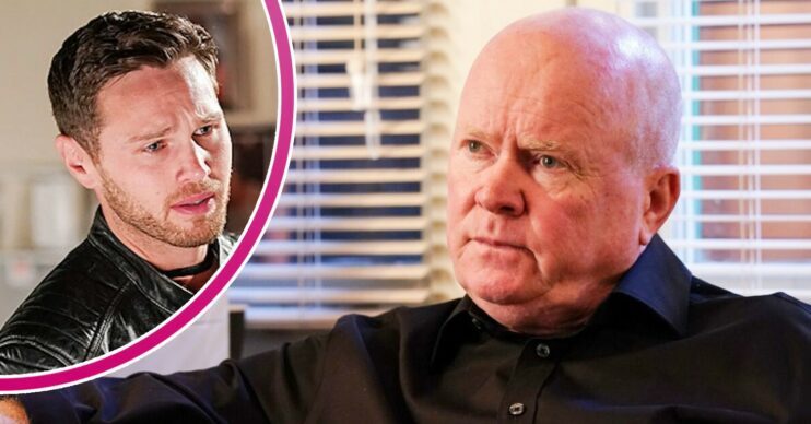 Phil looking menacing on EastEnders; inset, Keanu looks upset (Credit: BBC/Composite: ED!)