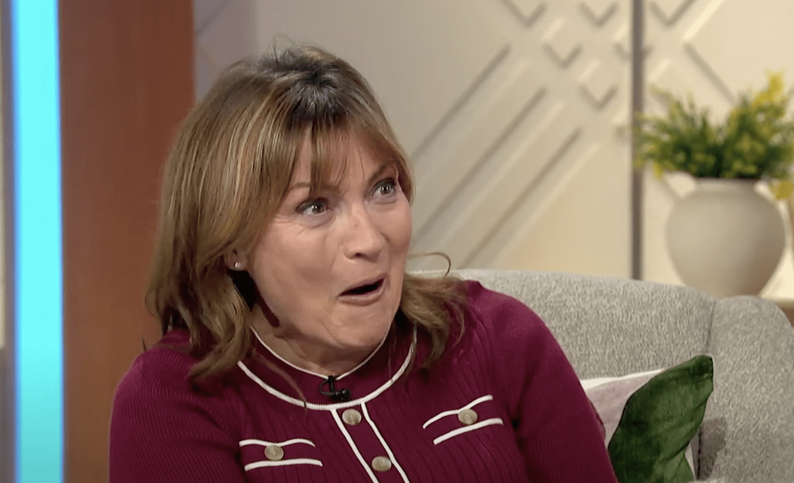 Lorraine Kelly looking surprised on her ITV show