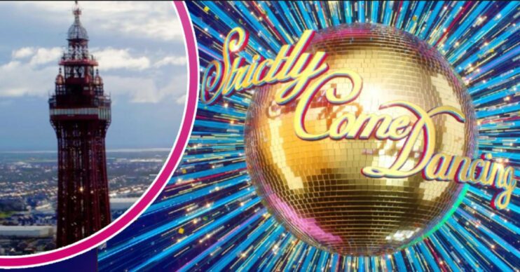 A view of the Strictly logo, and Blackpool Tower