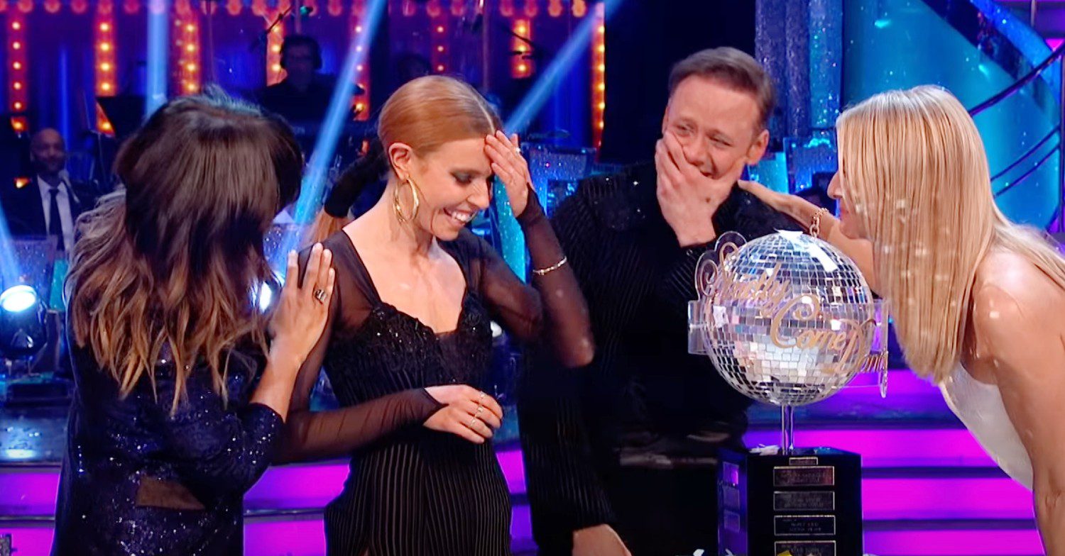 Kevin Clifton and his celebrity dance partner Stacey Dooley collecting the trophy in 2018.