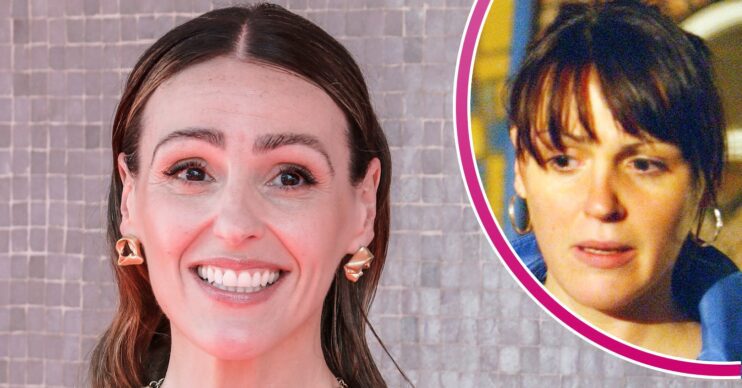 Suranne Jones smiles in comp image with her as Karen McDonald in Coronation Street
