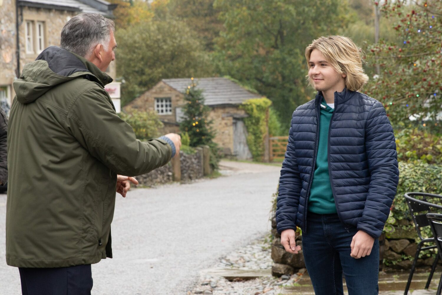 Emmerdale's Heath is talking to Bob outside