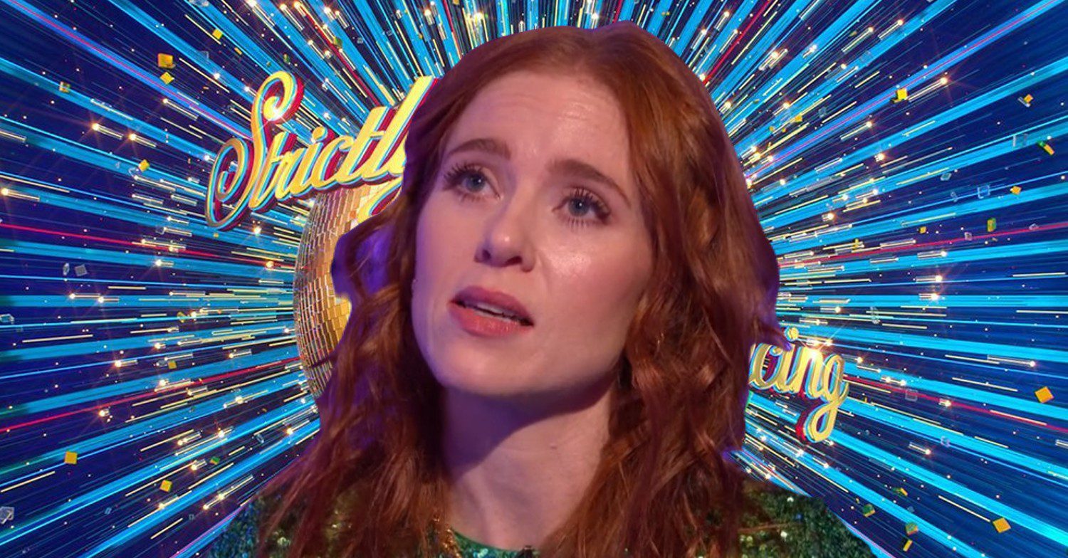 Angela Scanlon looking upset against Strictly logo (Credit: BBC/Composite: ED!)