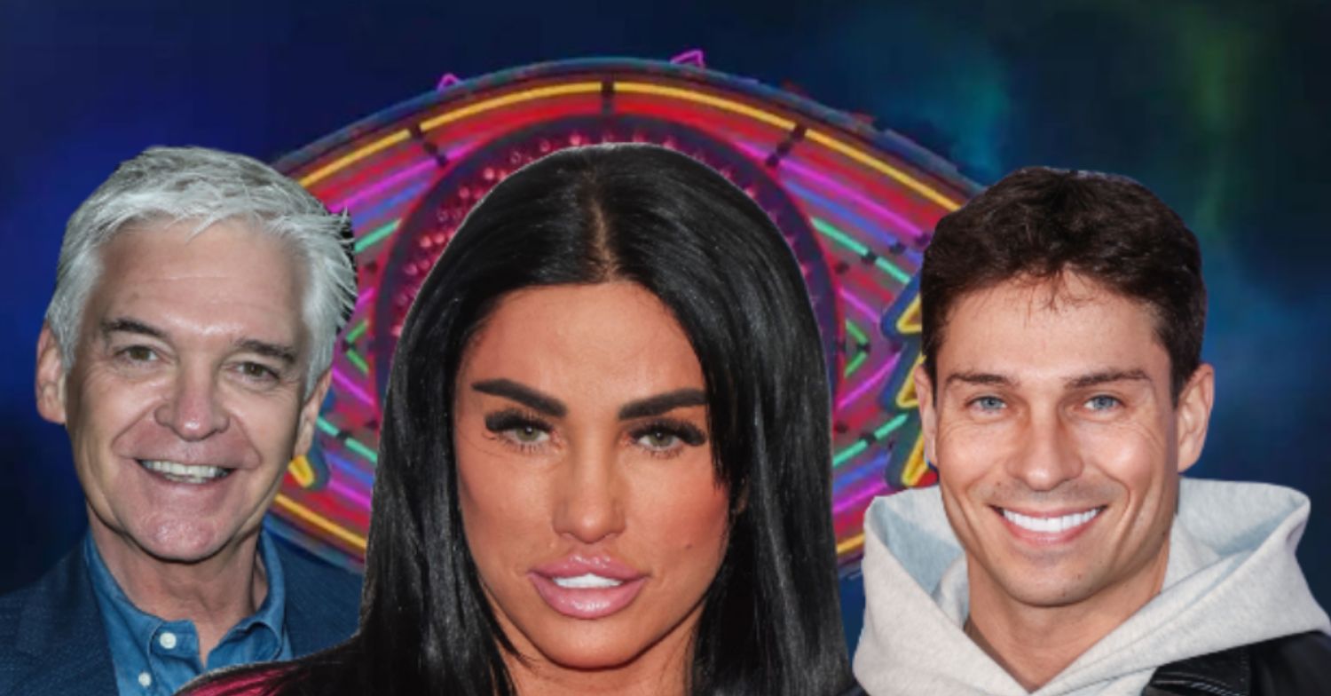 CBB logo with Katie Price, Phillip Schofield, and Joey Essex