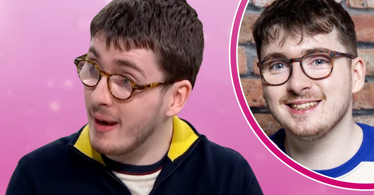 Coronation Street's Jack Carroll, a pink background, and in a bubble is Bobby