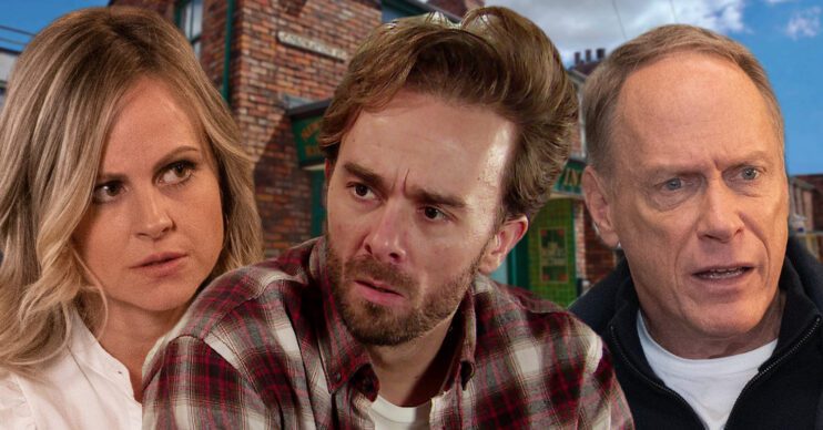 Coronation Street's Sarah, David, Stephen, the background of the Rovers