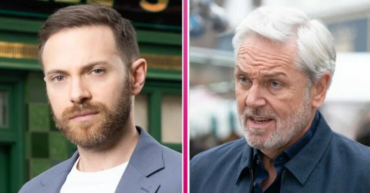 Dean and Rocky on EastEnders, both looking worried (Credit: BBC/Composite: ED!)