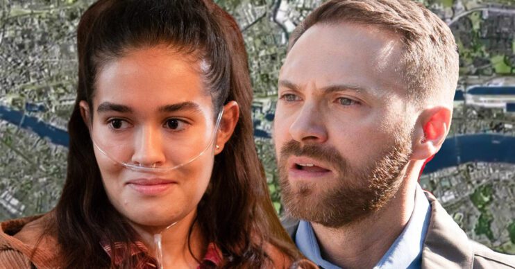 EastEnders' Jade, Dean, the background of the Thames