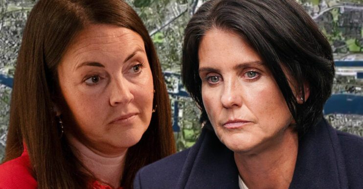 EastEnders' Stacey, Eve, the background of the Thames