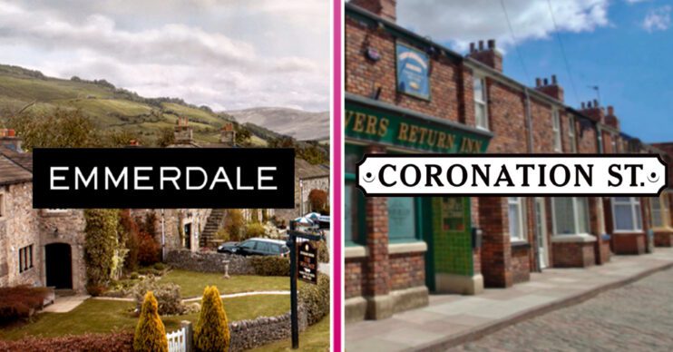Emmerdale and Coronation Street's background and logo