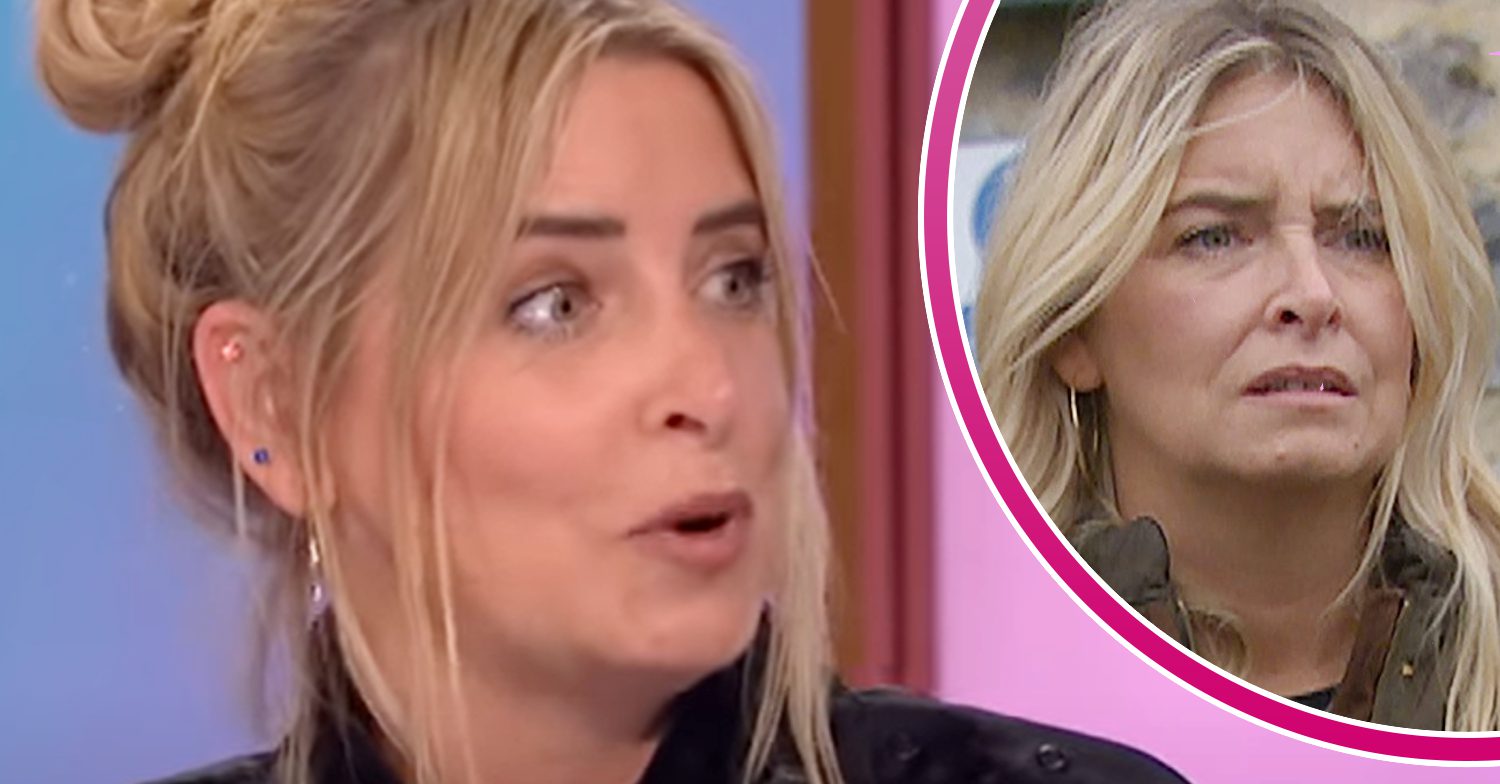 Emmerdale's Emma Atkins, and in a bubble is Charity