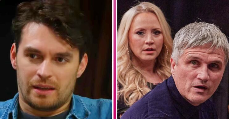 Emmerdale Christmas Day spoilers Comp image: Mack, Tracy and Caleb