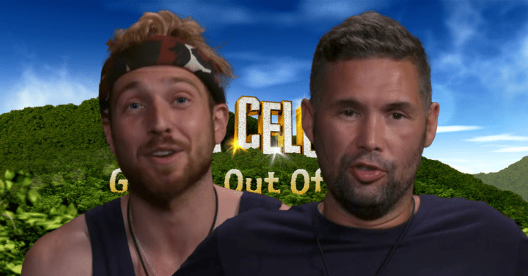Sam Thompson and Tony Bellew against the I'm A Celebrity backdrop