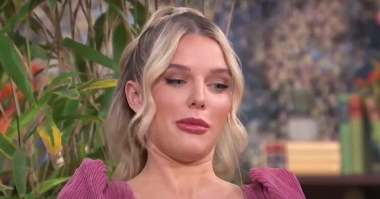 Helen Flanagan looks downwards