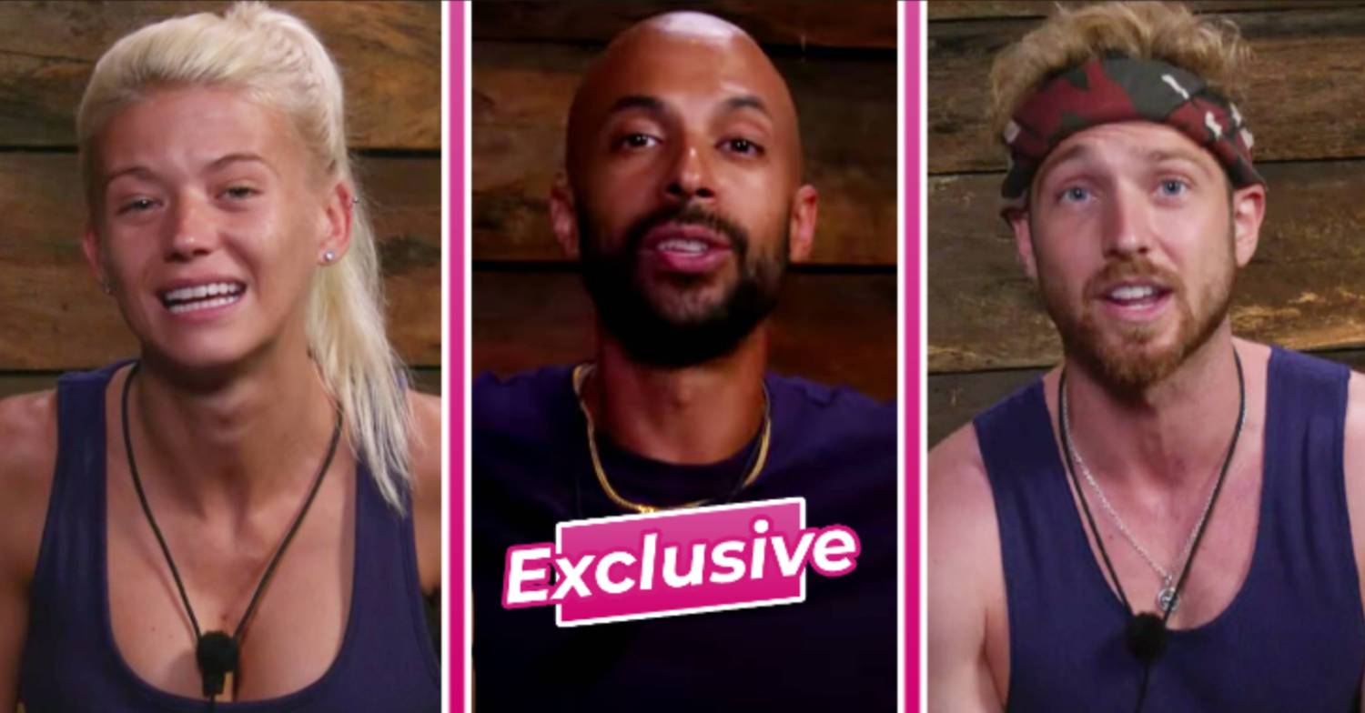 Danielle Harold smiles, Marvin Humes speaks, Sam Thompson looks into the camera