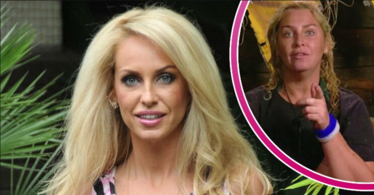 Josie Gibson looks at the camera in 2013, and points while on I'm A Celebrity