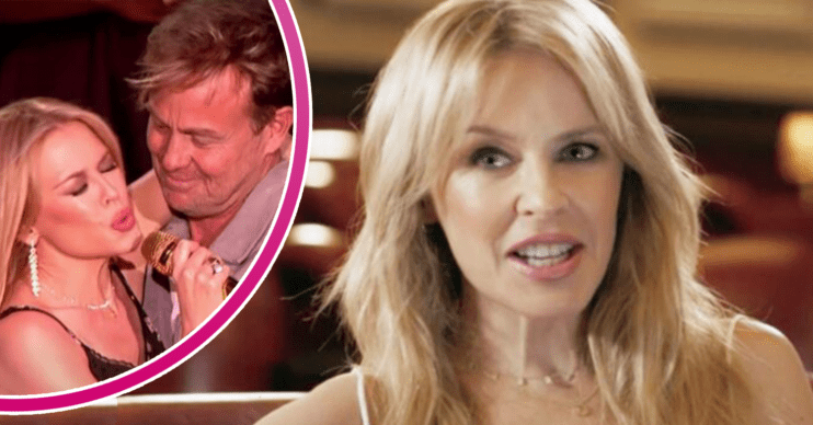 Kylie Minogue and Jason Donovan singing together and Kylie being interviewed