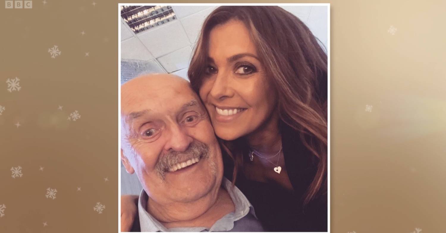 Kym Marsh poses for a selfie with her dad