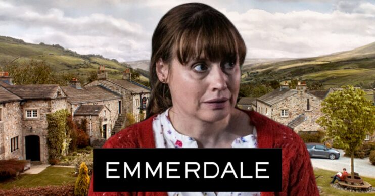 Lydia looks worried on Emmerdale (Credit: ITV/Composite: ED!)