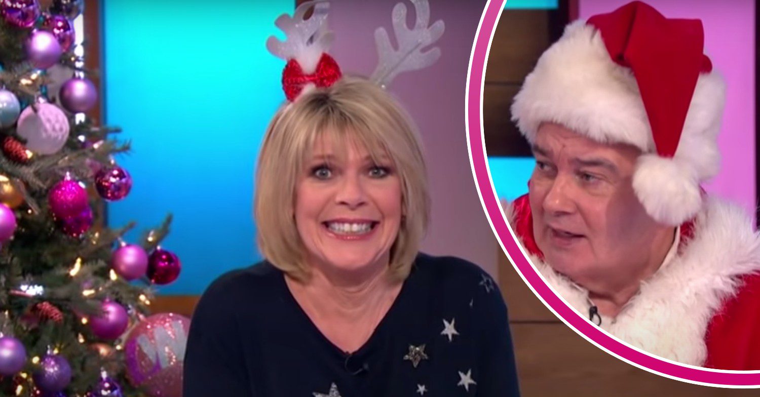 Ruth Langsford looks excited, Eamonn Holmes is dressed up as Father Christmas