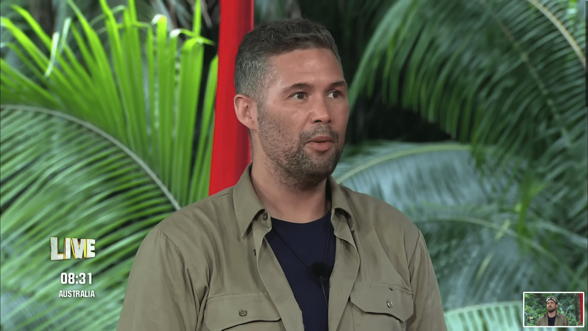 Tony Bellew smiling on I'm A Celebrity