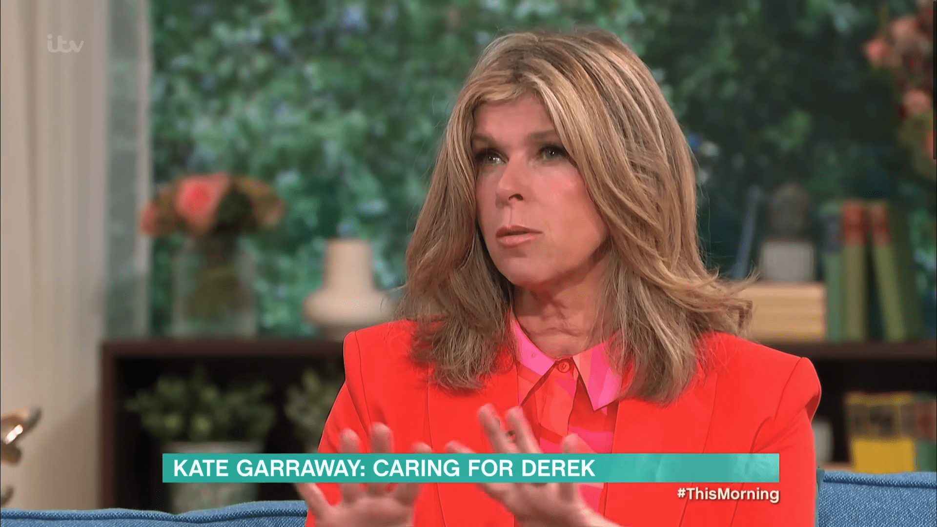 Kate Garraway wearing a red jacket