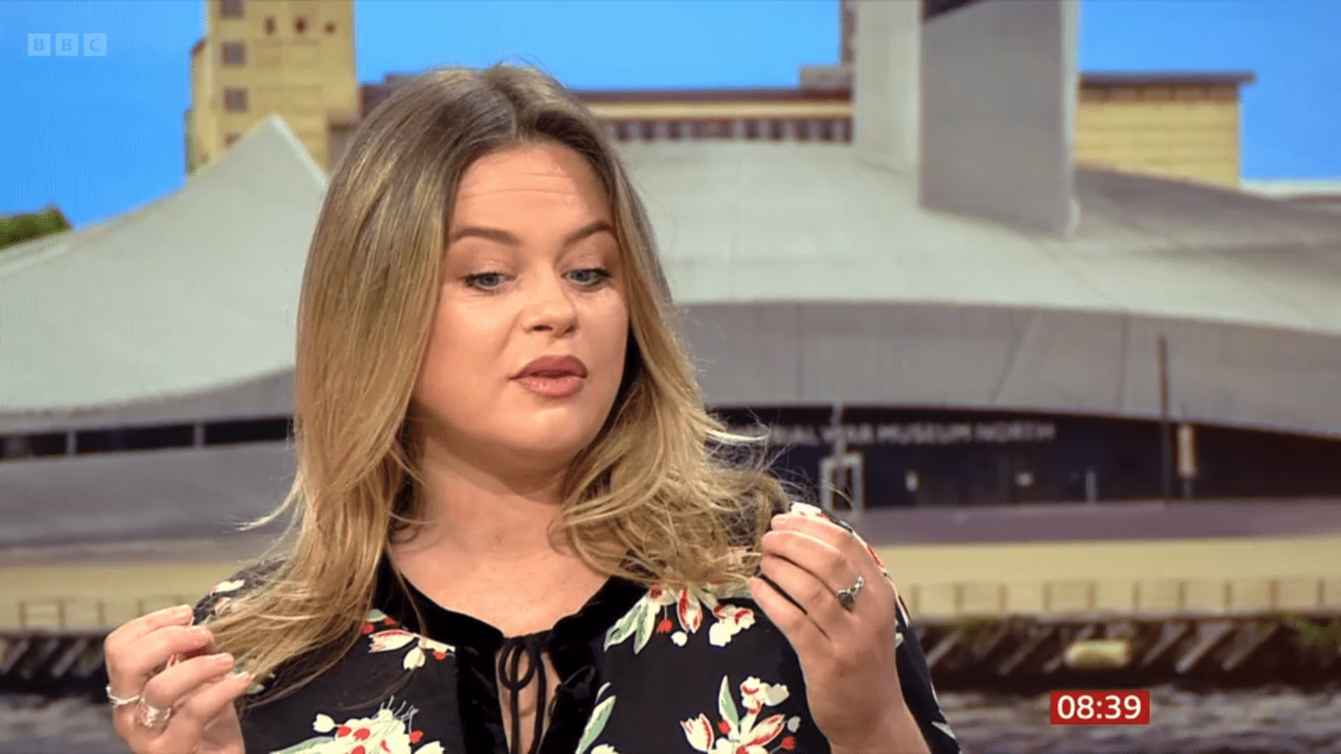 Emily Atack speaking on BBC Breakfast