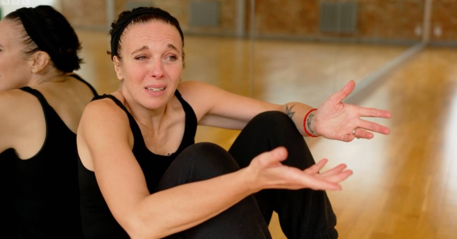 Amanda Abbington shrugs