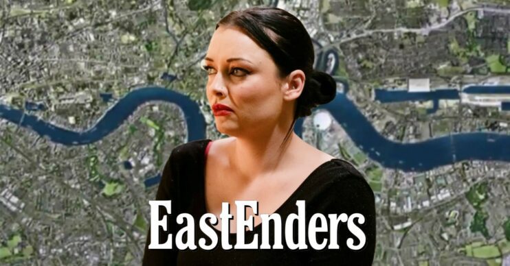 Whitney looking worried against EastEnders logo and background (Credit: BBC/Composite: ED!)