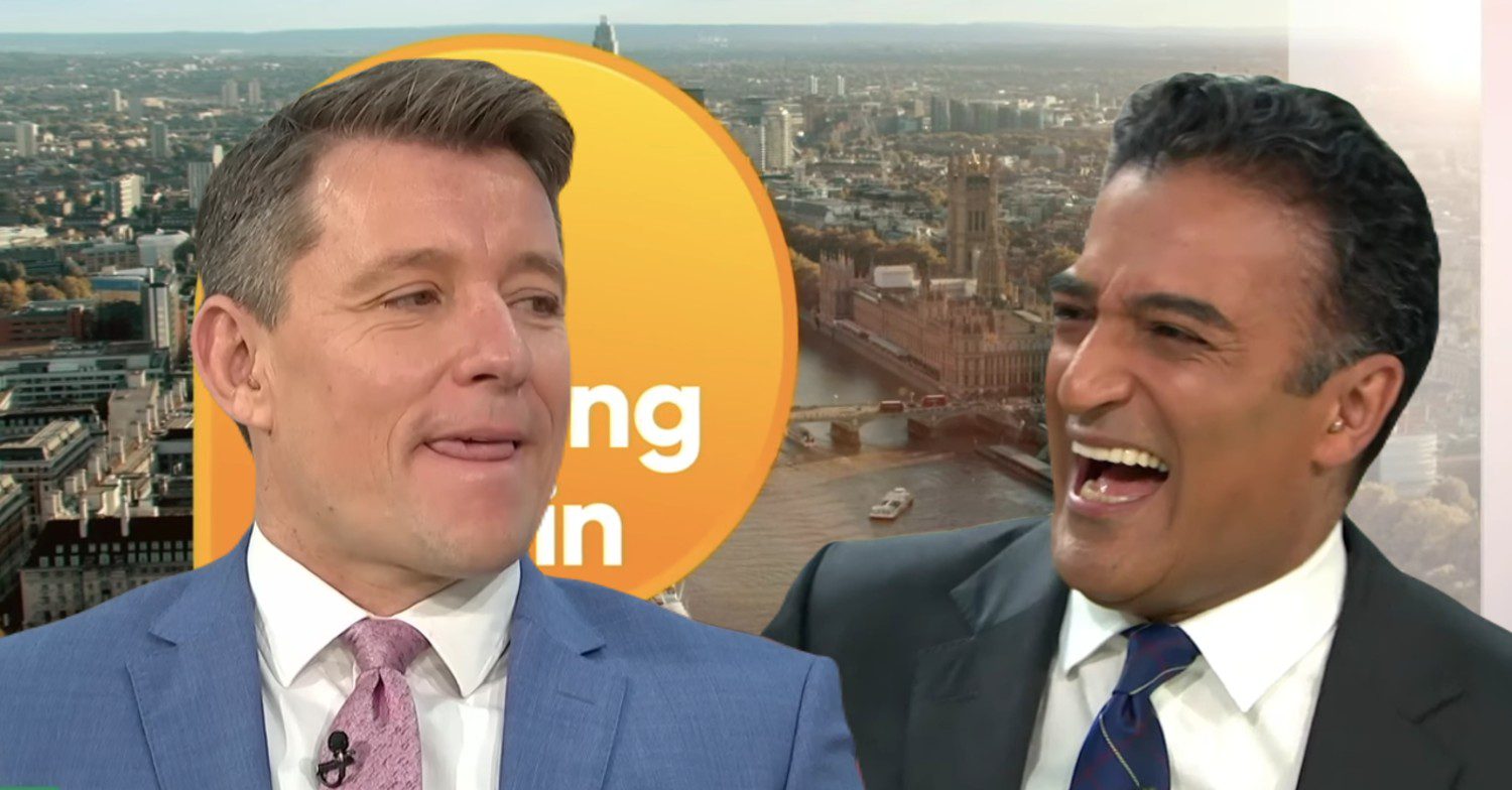 Ben Shephard and Adil Ray with GMB logo