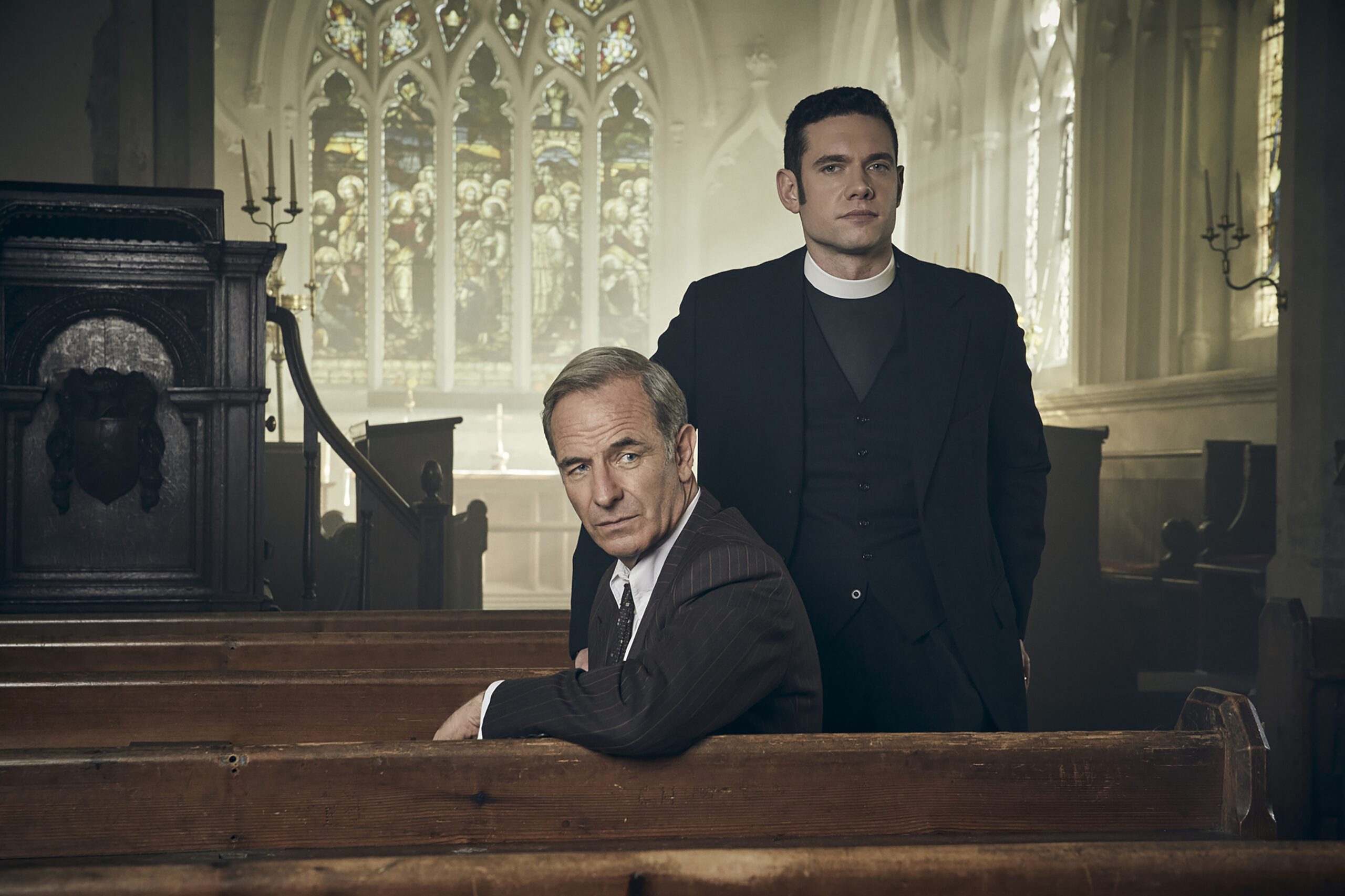 Robson Green and Tom Brittany in Grantchester series 8