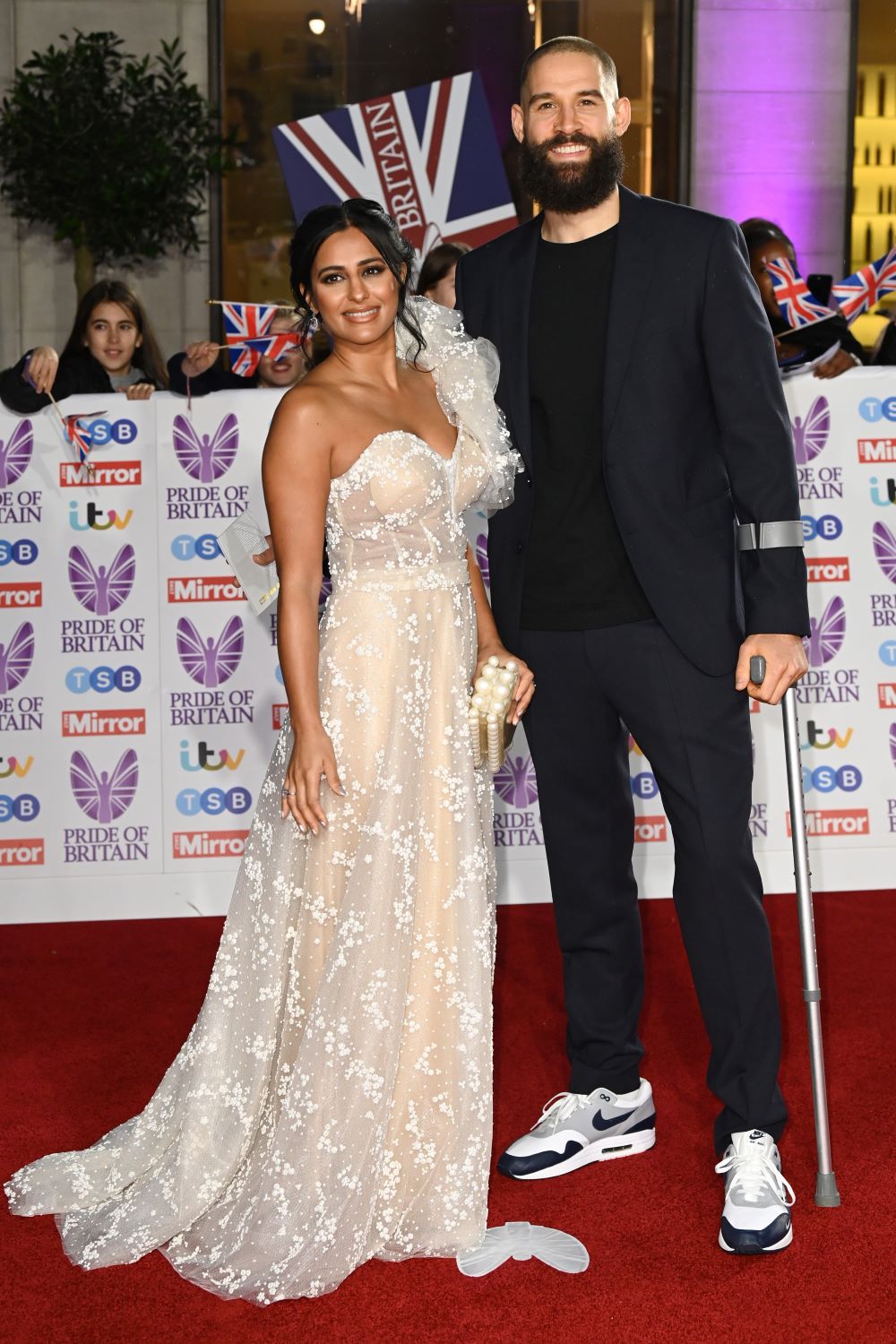 Sair Khan and boyfriend Nathan Chilton on the red carpet look glam