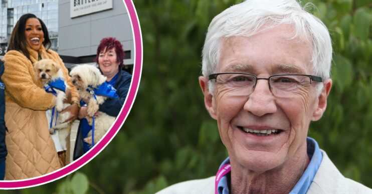 Paul O'Grady smiling and Alison Hammond inset