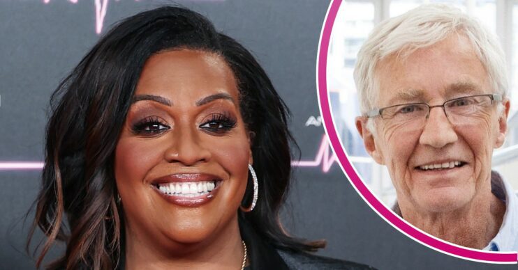 Alison Hammond smiles with Paul O'Grady in a bubble