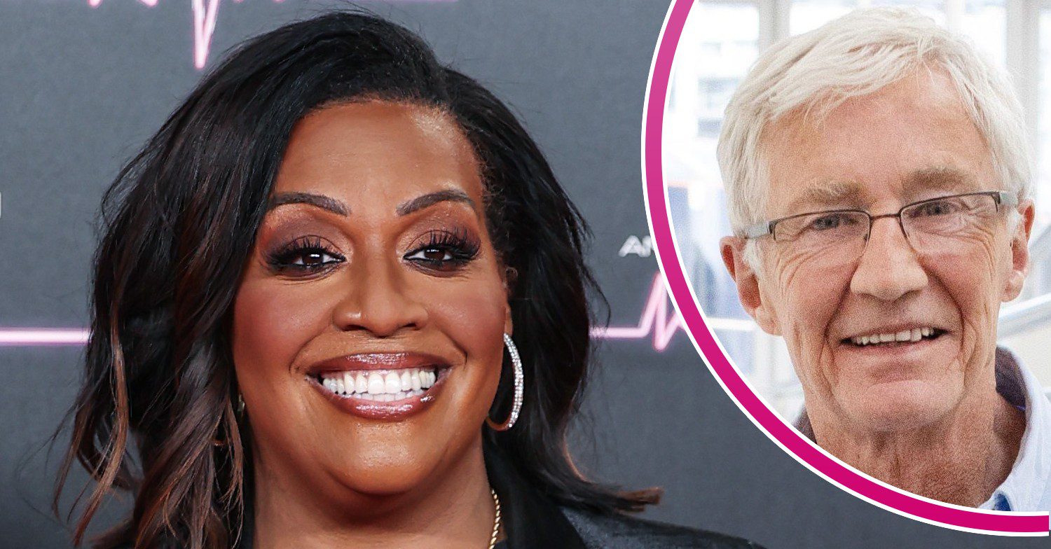 Alison Hammond smiles with Paul O'Grady in a bubble