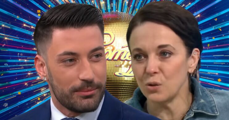 Giovanni Pernice and Amanda Abbington looking unhappy