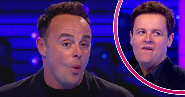 Ant McPartlin looks surprised, Declan Donnelly looks amused