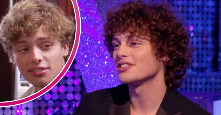 Bobby Brazier talking on Strictly; inset, as Freddie Slater (Credit: BBC/Composite: ED!)