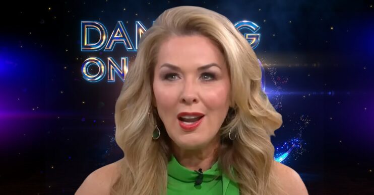 Claire Sweeney against the Dancing On Ice background