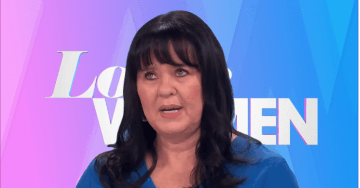 Coleen Nolan looking upset against a Loose Women logo backdrop
