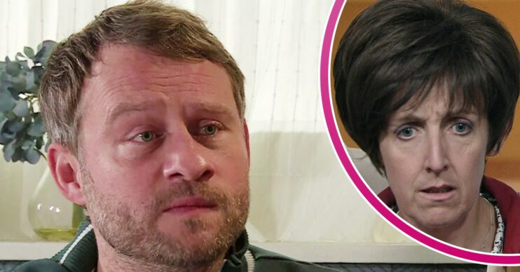 Coronation Street comp image: Paul looking sad and Hayley looking devastated