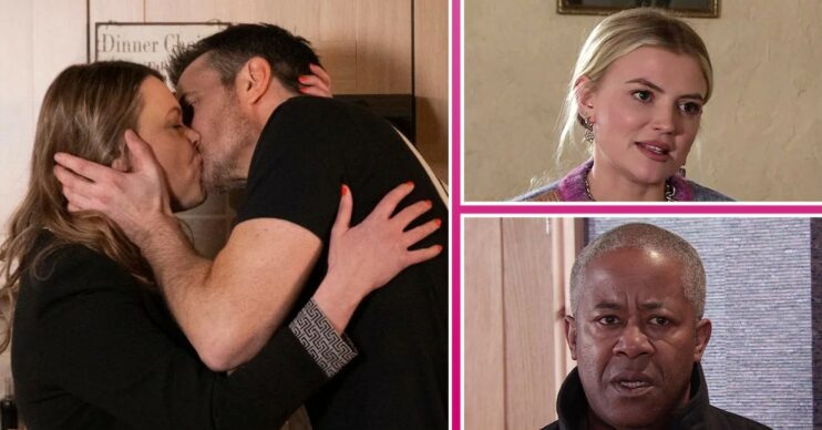 Coronation Street first look week 5 comp image: Tracy kissing Tommy, Bethany and Ed looking worried