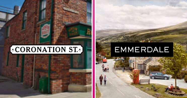 Coronation Street's logo and background, Emmerdale's logo and background