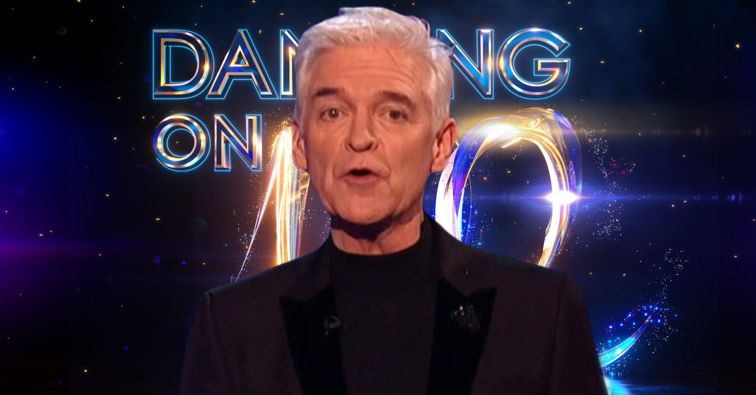 Phillip Schofield in front of Dancing On Ice logo