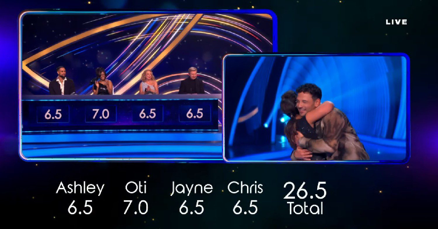 Ryan Thomas receives scores on Dancing On Ice