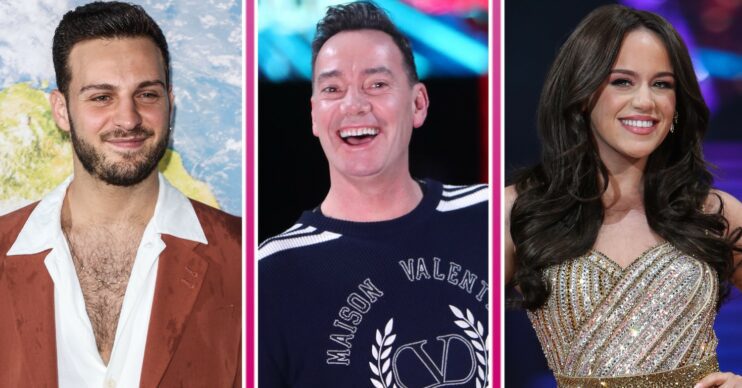 Vito Coppola, Craig Revel Horwood and Ellie Leach smiling